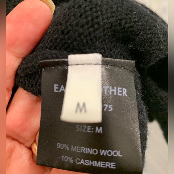 EACH x OTHER black merino wool distressed crew neck sweater. Size Medium - Picture 4 of 5